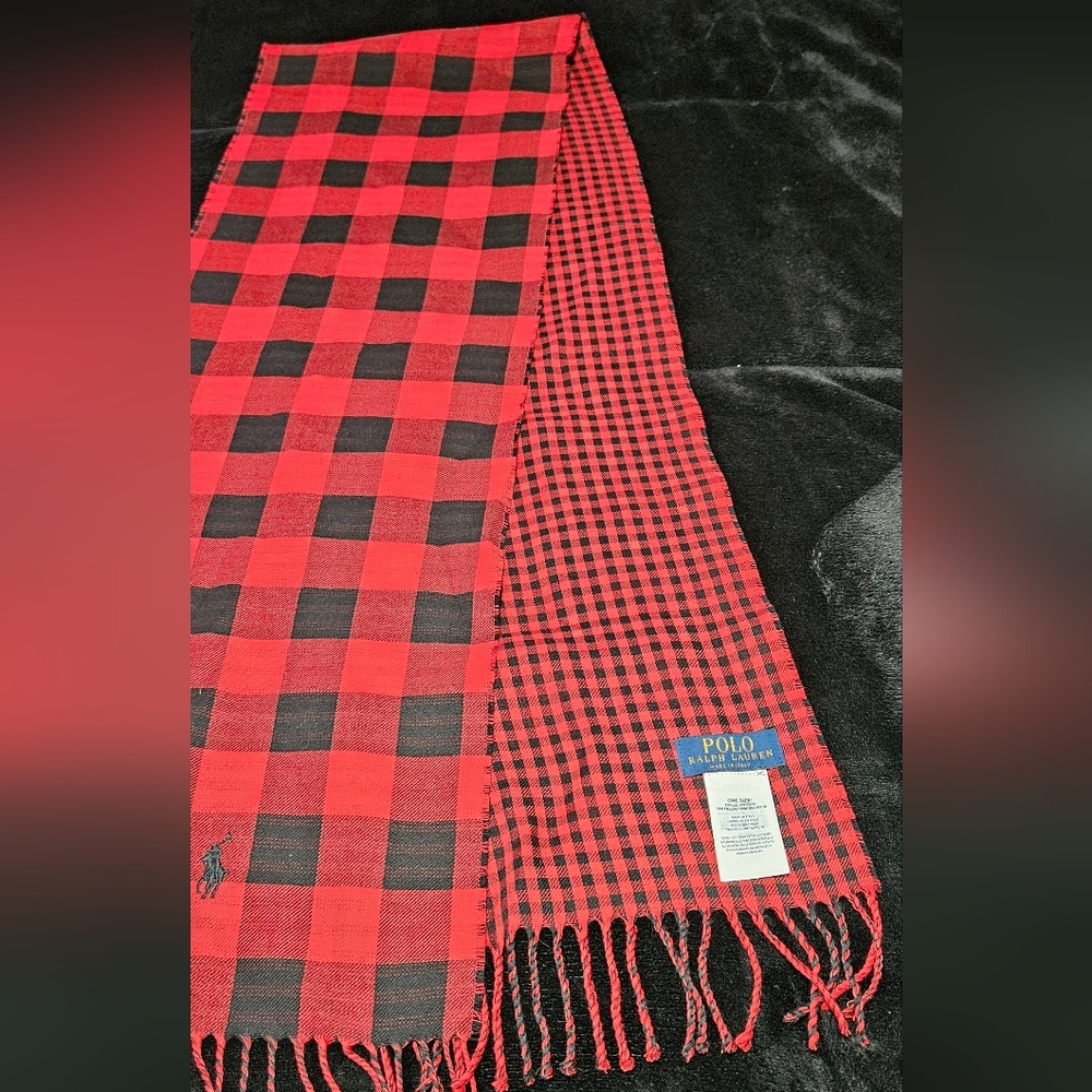 Polo by Ralph Lauren Red and Black Buffalo Plaid Scarf
